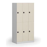 Szafki biurowe - Szafka skrytkowa, 6 schowków, 1850 x 900 x 500 mm, zamek RFID, drzwi laminowane, brzoza - miniaturka - grafika 1
