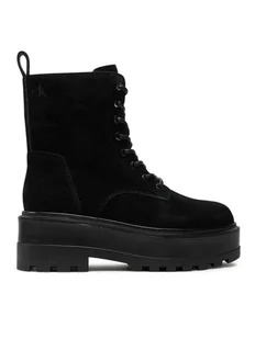 Calvin Klein Jeans Trapery Flatform Zip Laceup Mg S YW0YW01554 Czarny - Botki damskie - miniaturka - grafika 1