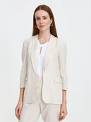 Marynarki i żakiety damskie - Beżowy żakiet z domieszką lnu - miniaturka - grafika 1