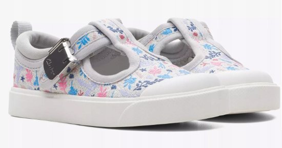 CLARKS CITY DANCE TRAMPKI DZIEWCZĘCE WZÓR SZARE 20 6DA