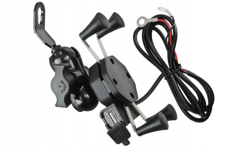 Uchwyt motocyklowy na telefon z ładwarką USB skuter lusterko kierownicę