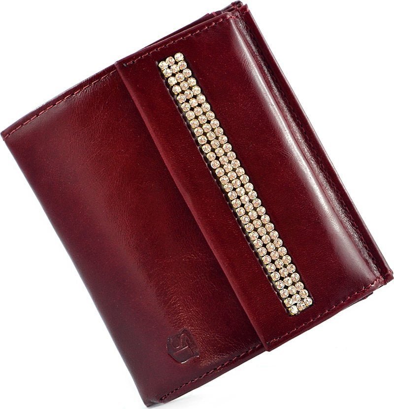 Swarovski SV 010 skórzany portfel z kamieniami swarovskiego ciemna czerwień SV 010