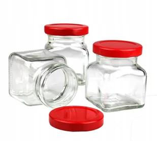 3x pojemniki słoiki słoiczki na przyprawy 120 ml z czerwoną zakrętką fi 53 - Pojemniki kuchenne - miniaturka - grafika 1