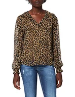 Bluzki damskie - Vila Damska bluzka Viamione V-neck L/S Top/Su - Noos, Tigers Eye/Aop:lia, 42 PL - miniaturka - grafika 1