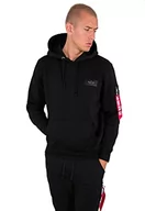 Bluzy męskie - ALPHA INDUSTRIES Męska bluza z kapturem z nadrukiem Camo, czarny/biały kamuflaż, M - miniaturka - grafika 1