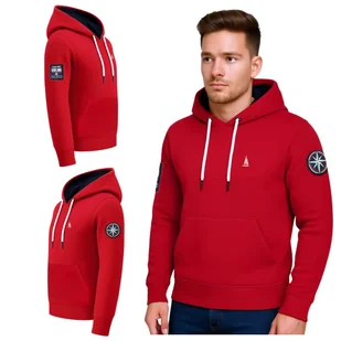 Bluza męska kangurka z kapturem czerwona Captain Mike SAILING L - Bluzy męskie - miniaturka - grafika 1