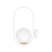 Lampy ścienne - Biało-złoty kinkiet ścienny z kloszem i ramką K-5472 z serii MALTA - miniaturka - grafika 1