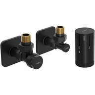 Zawory i kraniki - Mexen G05 zestaw termostatyczny kątowy z maskownicą S, czarny - W901-958-909-70 - miniaturka - grafika 1