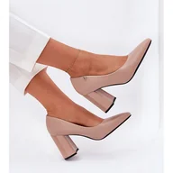 Czółenka - Eleganckie Czółenka Na Słupku Vinceza 62220 Beżowe beżowy - miniaturka - grafika 1