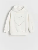 Bluzki dla dziewczynek - Reserved - Bluza z aplikacją - złamana biel - miniaturka - grafika 1