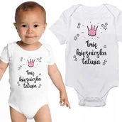Body dla niemowląt - Body Dziecięcie Białe KSIĘŻNICZKA TATY IMIĘ Wz -56 - miniaturka - grafika 1