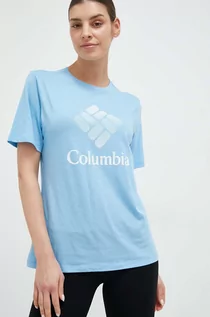 Koszulki sportowe damskie - Columbia t-shirt damski kolor niebieski - grafika 1