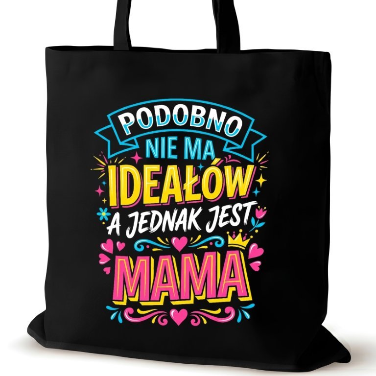 Czarna torba bawełniana dla MAMY na ramię przyjaciółki duża śmieszna