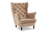 Fotele - Fotel uszak, glamour, Arula, 81x95x102 cm, pudrowy róż - miniaturka - grafika 1