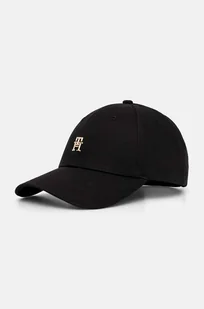Tommy Hilfiger czapka z daszkiem bawełniana kolor czarny z aplikacją AW0AW16622 - Czapki damskie - miniaturka - grafika 1