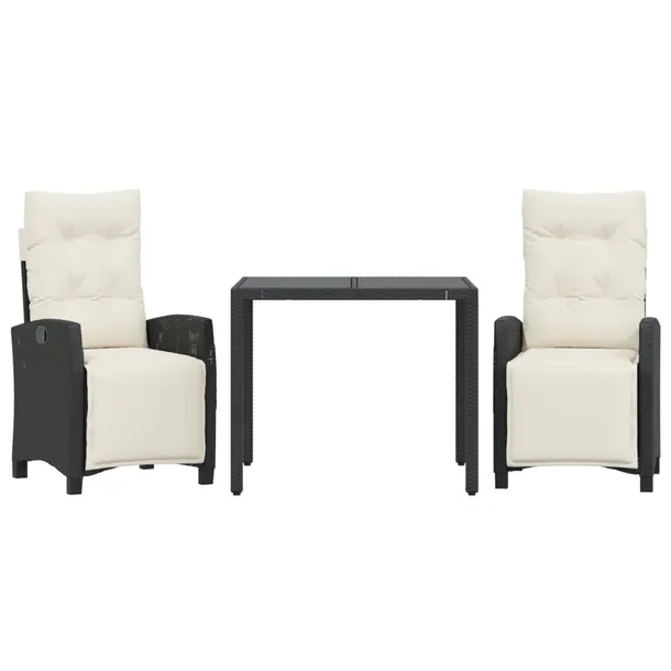 Zestaw Mebli Ogrodowych Rattan PE Czarny, Stół 90x90x75 cm, Krzesło 57x6