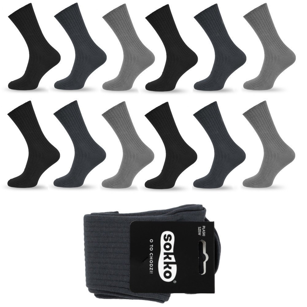 12XSOKKO SKARPETY MĘSKIE DŁUGIE KOLORY BEZUCISKOWE 42-44 - SM12-S45-MIX-42-44