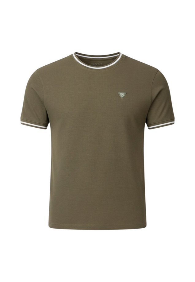 T-shirt męski guess double layer oliva altro