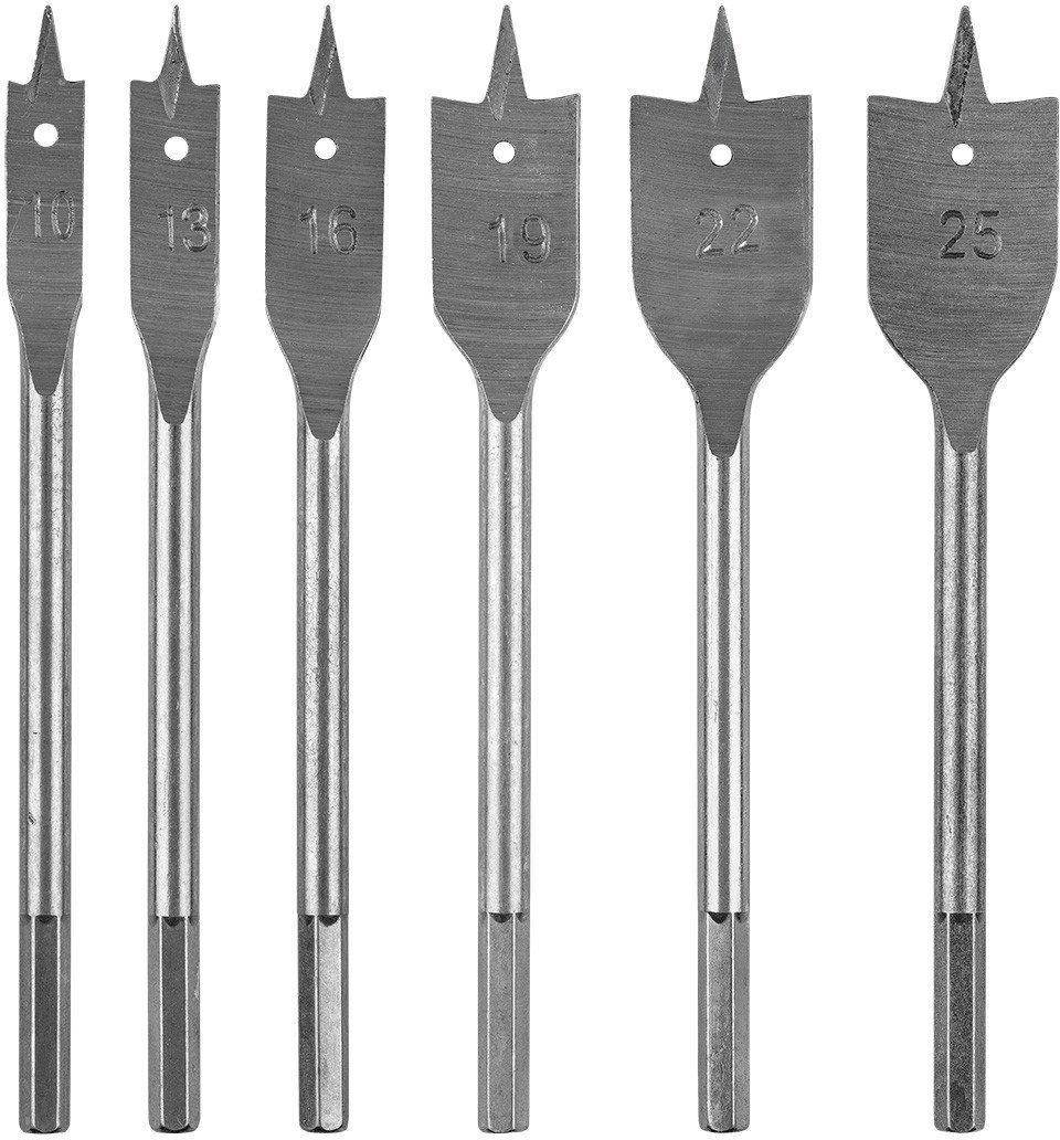 Graphite Wiertła do drewna łopatkowe: 10,13,16,19,22,25 mm, Graphite Zestaw  6 szt.
