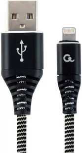Gembird Kabel USB Kabel USB 2.0 typ C AM/CM oplot tekstylny 1m czarno-biały CC-USB2B-AMCM-1M-BW - Kable komputerowe i do monitorów - miniaturka - grafika 1