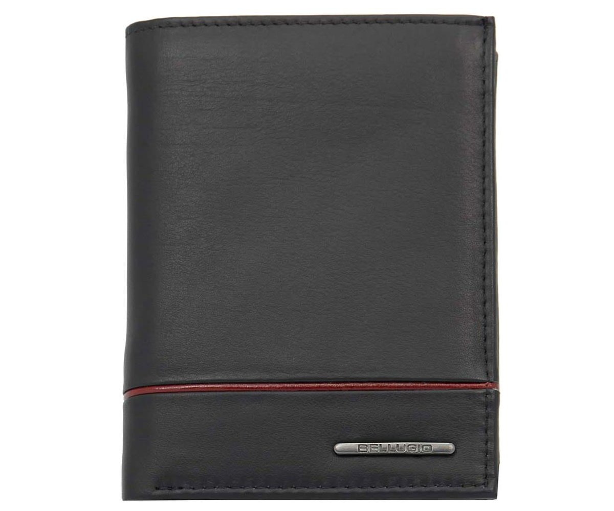 Portfel męski z lampasem Bellugio czarno - czerwony