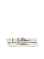 Paski - Wąski srebrny pasek ze skóry - miniaturka - grafika 1