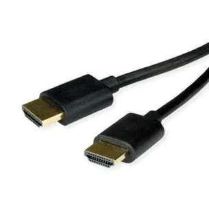 ROLINE Kabel HDMI High Speed + Ethernet, Ultra Slim, M/M, czarny, 3 m - Kable komputerowe i do monitorów - miniaturka - grafika 1