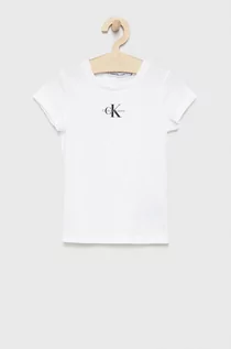 Koszulki dla dziewczynek - Calvin Klein Jeans Jeans t-shirt bawełniany dziecięcy kolor biały - grafika 1