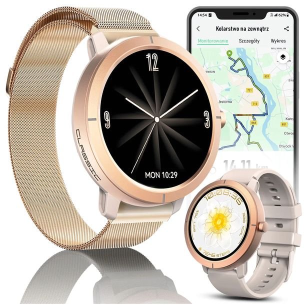 Smartwatch Damski Wodoodporny Zegarek z GPS Sport Zdrowie Smart dla Kobiety