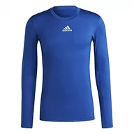 Koszulki męskie - Adidas Koszulka męska Techfit z długim rękawem i ciepłym topem niebieski niebieski XXL H23127 - miniaturka - grafika 1