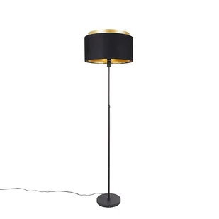 QAZQA Nowoczesna lampa podłogowa czarna ze złotym kloszem - Parte - Lampy stojące - miniaturka - grafika 1