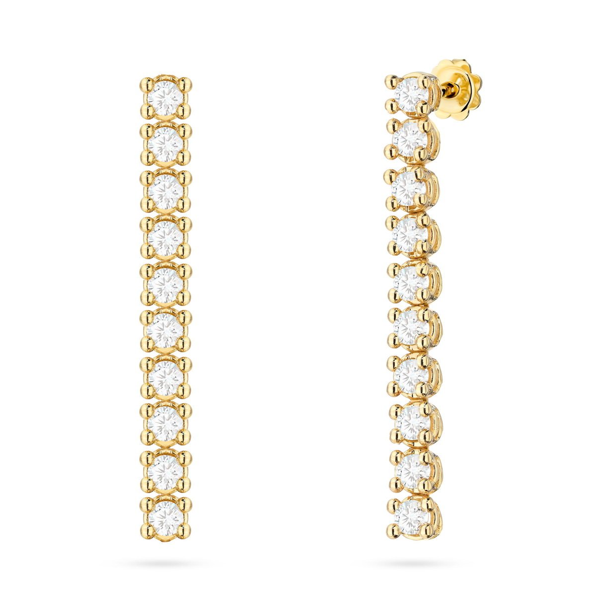 Złote kolczyki K0330 z diamentami laboratoryjnymi żółte złoto pr. 585