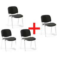 Fotele i krzesła biurowe - Antares Krzesło konferencyjne VIVA chrom 3+1 GRATIS, czarne 280583 - miniaturka - grafika 1