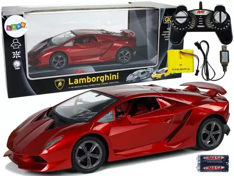 Import leantoys Auto Sportowe R/C 1:18 Lamborghini Sesto Elemento Czerwone 2.4 G Światła 9730