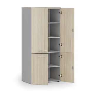 Szafa biurowa pół-drzwi PRIMO GRAY, 1781 x 800 x 500 mm, szary/dąb naturalny - Szafy biurowe - miniaturka - grafika 1