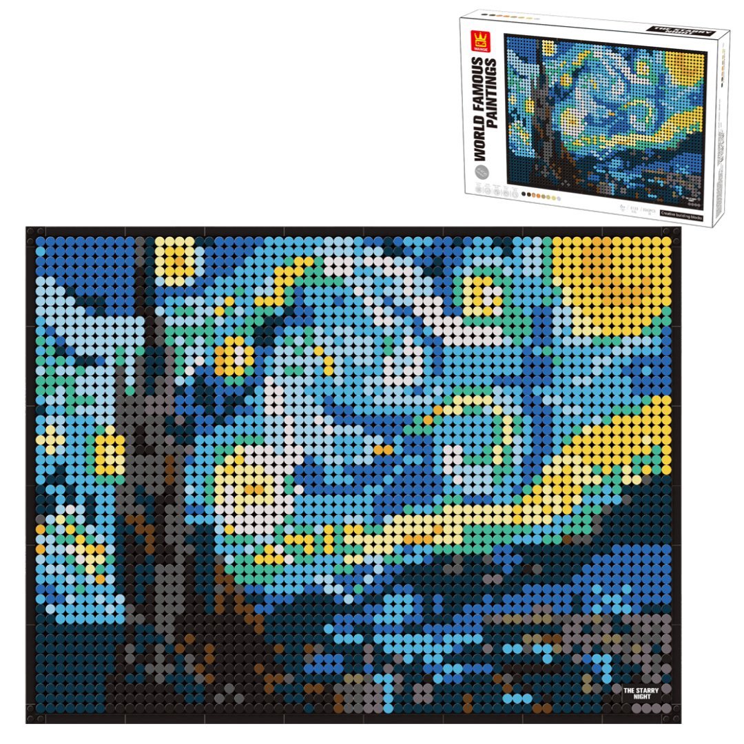 Klocki Wange 5123 - Obraz Gwiaździsta Noc (Starry Night) van Gogh, 3262 elementy