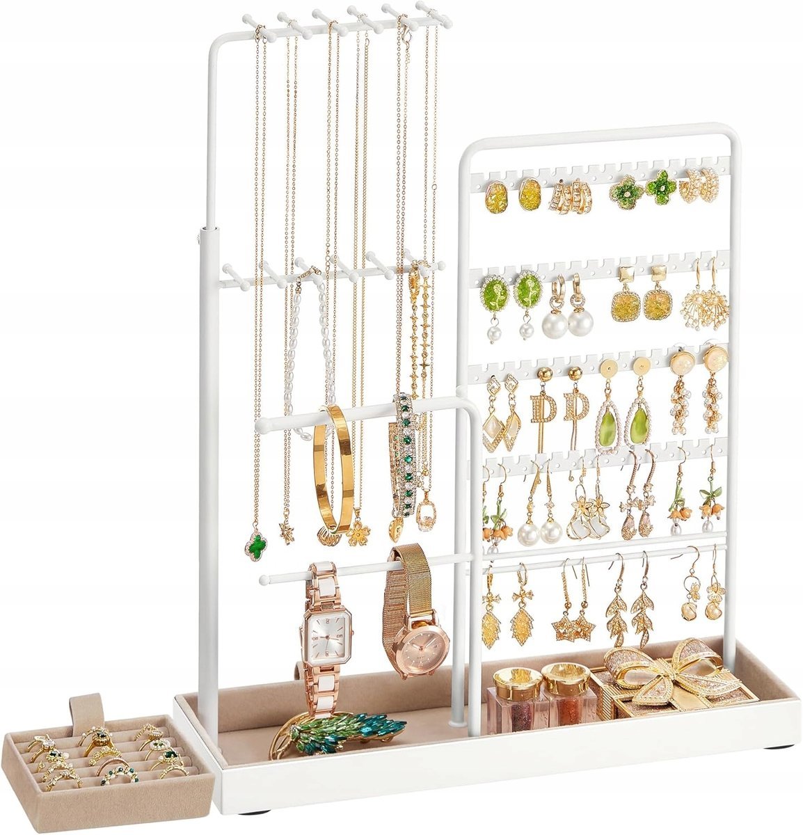 ORGANIZER NA BIŻUTERIĘ STOJAK NASZYJNIKI KOLCZYKI BRANSOLETKI ROZKŁADANY