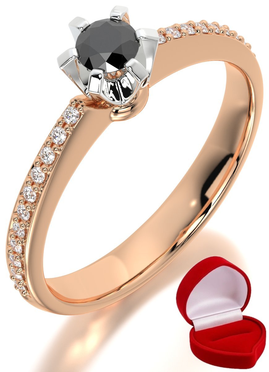 ZŁOTY PIERŚCIONEK ZARĘCZYNOWY 585 14k BRYLANT CZ. 0,14 ct RÓŻOWE ZŁOTO R8