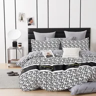 Pościel - Pościel z satyny bawełnianej, 140x200, biała w litery, PBC-1004, 2-częściowa - miniaturka - grafika 1