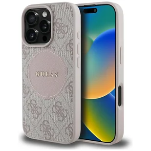 Etui Guess 4G Circle Classic Logo MagSafe do iPhone 16 Pro Max różowy - Etui i futerały do telefonów - miniaturka - grafika 1