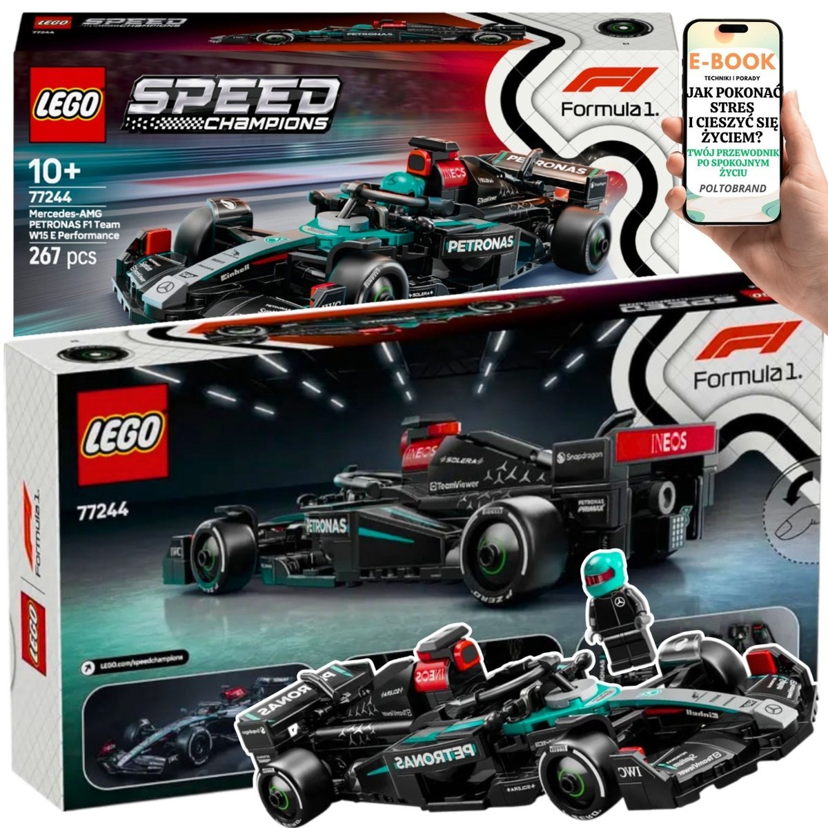 PREZENT DLA DZIECKA LEGO® F1 Mercedes-AMG W15 77244 Zbuduj Bolid Formuły 1 Dla Chłopca Syna + EBOOK-1