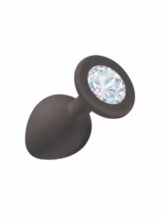 Kulki analne - Lola Games Plug Emotions Cutie Medium Black Clear crystal - korek analny z diamentem - grafika 1