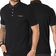 Koszulki męskie - Armani Exchange polo polówka męska czarna 8NZF80-Z8H4Z-1200 S - miniaturka - grafika 1