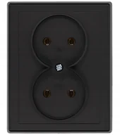 Gniazdka elektryczne - Gniazdo podwójne bez uziemienia JOWISZ czarny mat - miniaturka - grafika 1