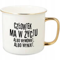 Kubki - KUBEK UCHO RANT ZŁOTY PORCELANOWY RETRO 280ML PREZENT CYTATY MIX WZORÓW - miniaturka - grafika 1