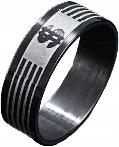 Czarny Sygnet z Symbolem Dolara Pierścień Nowoczesny Stal Szlachetna