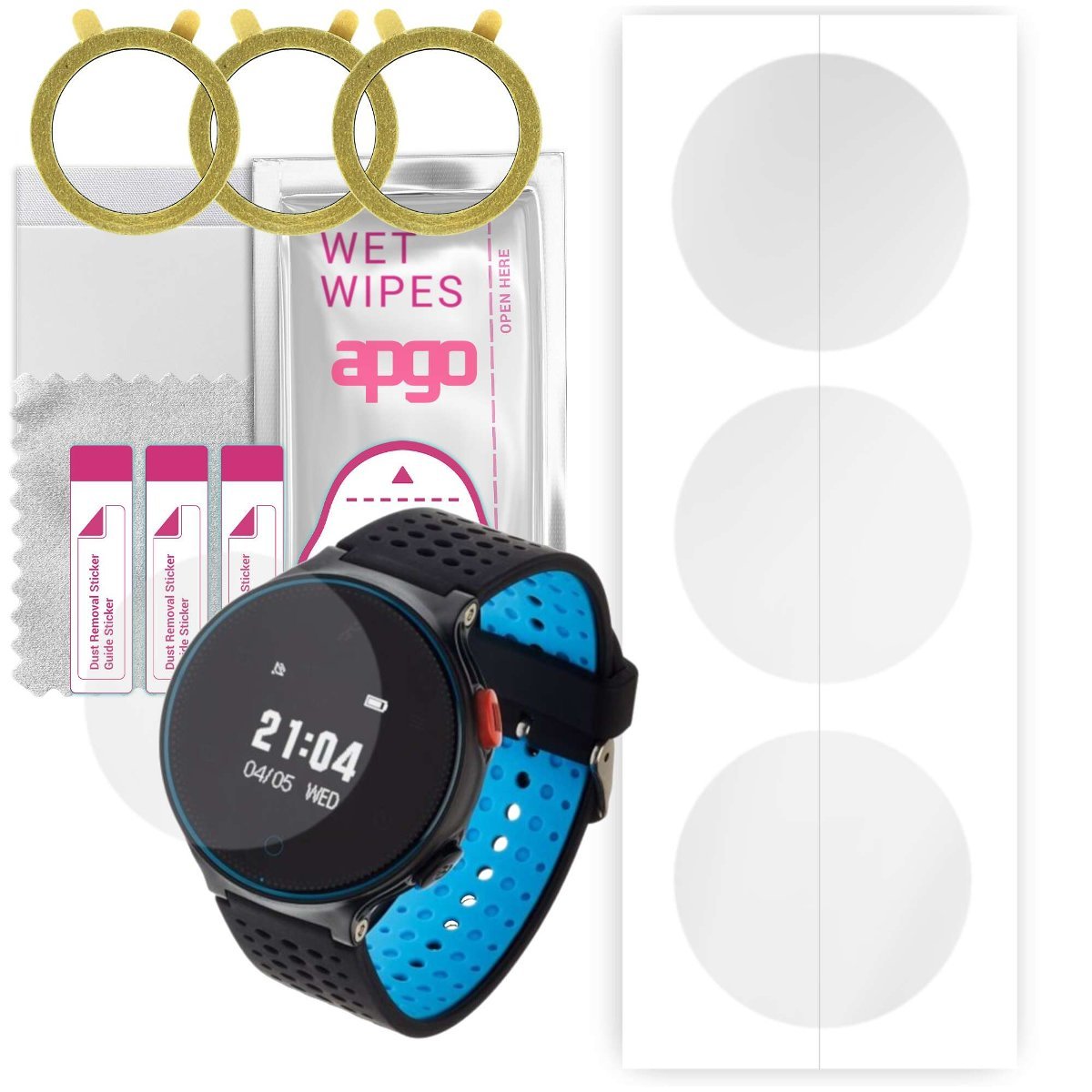 3x Folia hydrożelowa do Garett Sport 21 - apgo Smartwatch Hydrogel Protection Ochrona na ekran smartwatcha