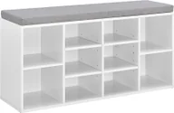 Szafki na buty - [en.casa] Regał na buty i ławka z 10 półkami 103x30x48cm Szafka na buty Regał na buty Komoda na buty Biały Szary - miniaturka - grafika 1