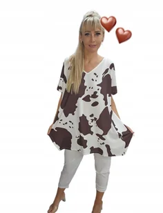 Tunika Wiskoza łaciata ciapy Modna Luźna wygodna bluzka 54 56 7XL 8XL - Bluzki damskie Tunika Wiskoza łaciata ciapy Modna Luźna wygodna bluzka 54 56 7XL 8XL - Bluzki damskie - miniaturka - grafika 1