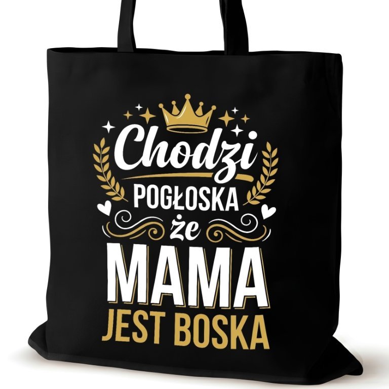 Torba bawełniana dla MAMY czarna na ramię nadrukiem duża biura śmieszna